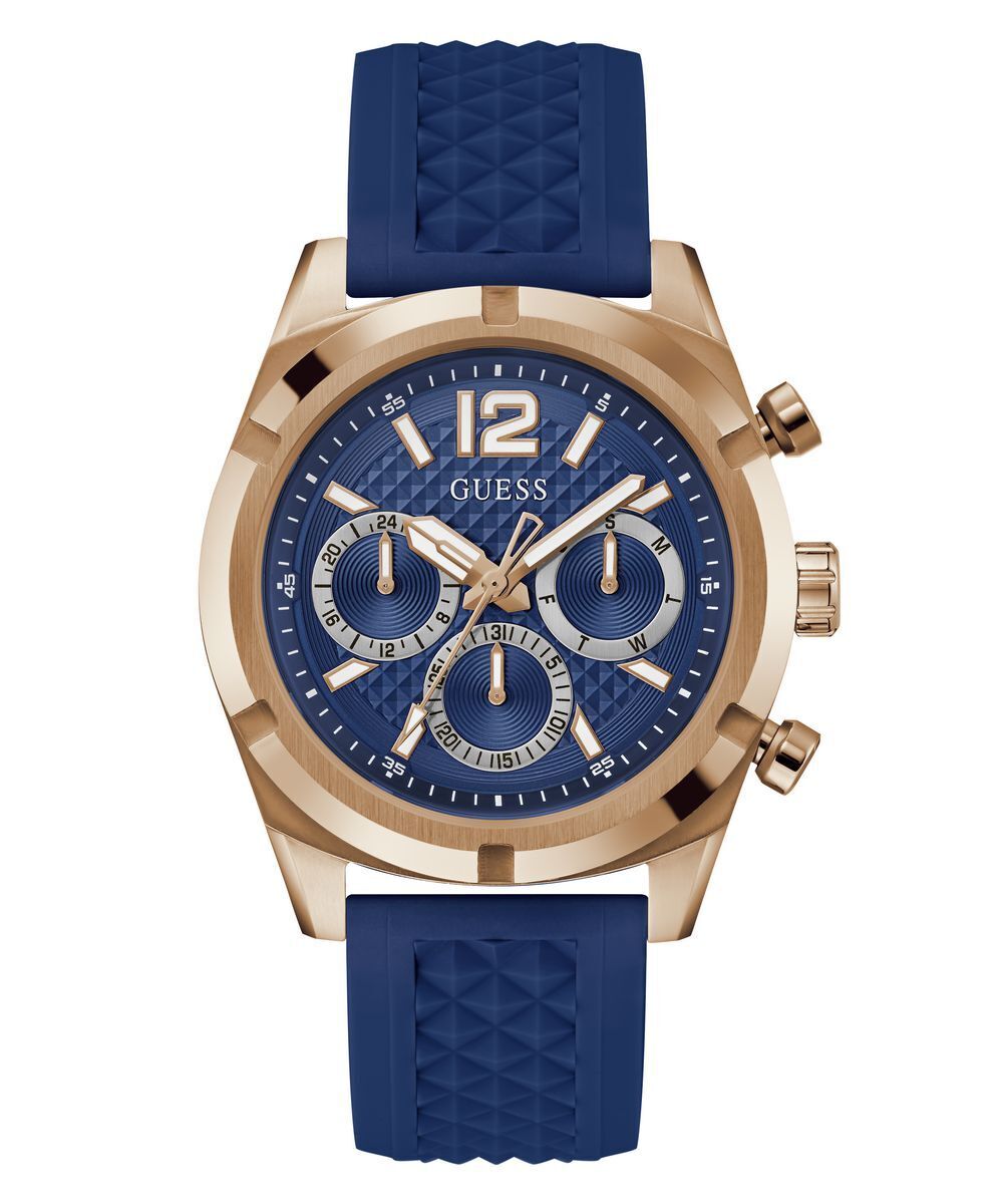 Guess Herren Armbanduhr RESISTANCE Multifunktion blau, roségold 44 mm GW0729G3