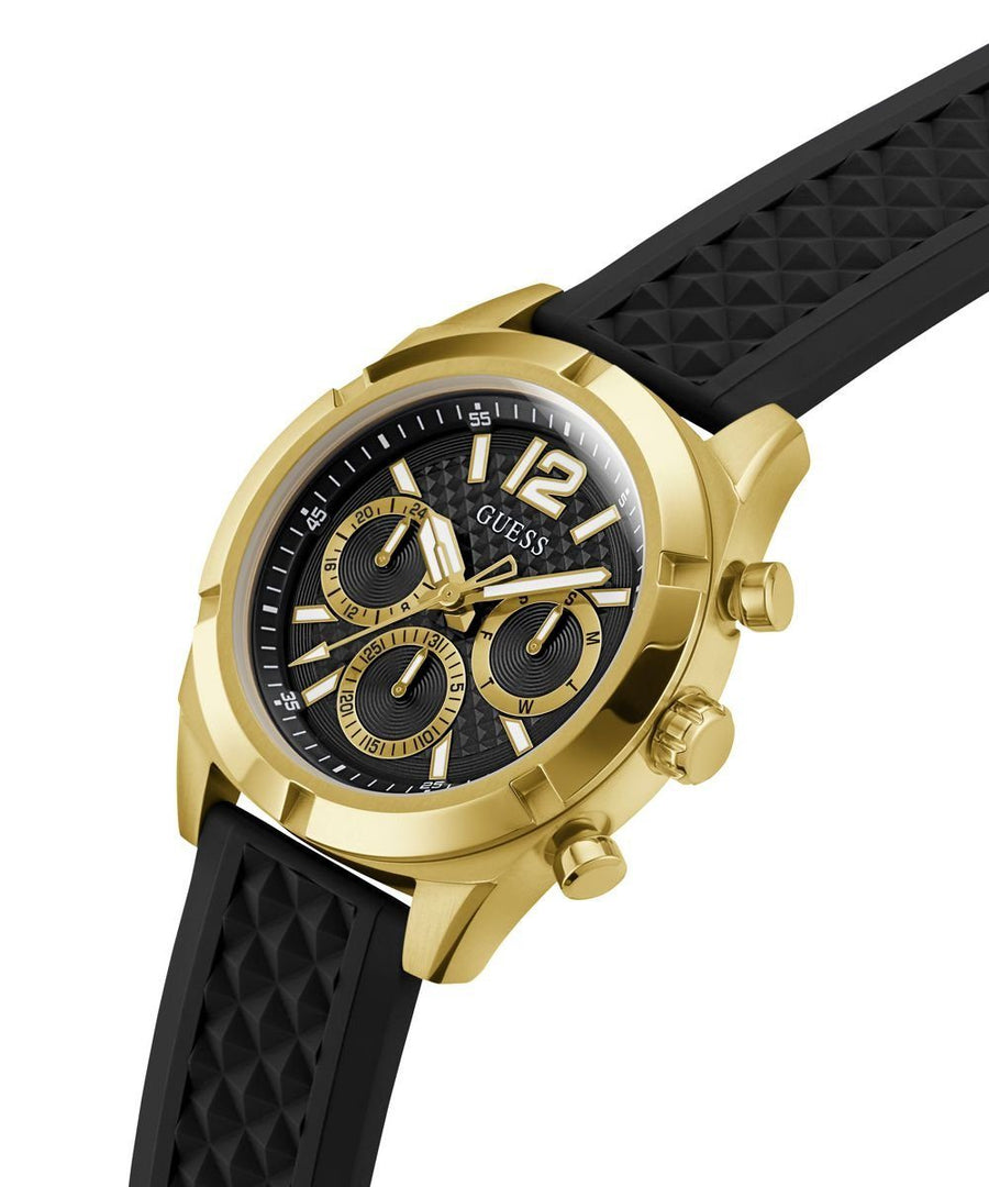 Guess Herren Armbanduhr RESISTANCE Multifunktion schwarz, gold 44 mm GW0729G2