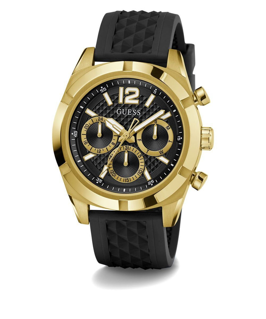 Guess Herren Armbanduhr RESISTANCE Multifunktion schwarz, gold 44 mm GW0729G2