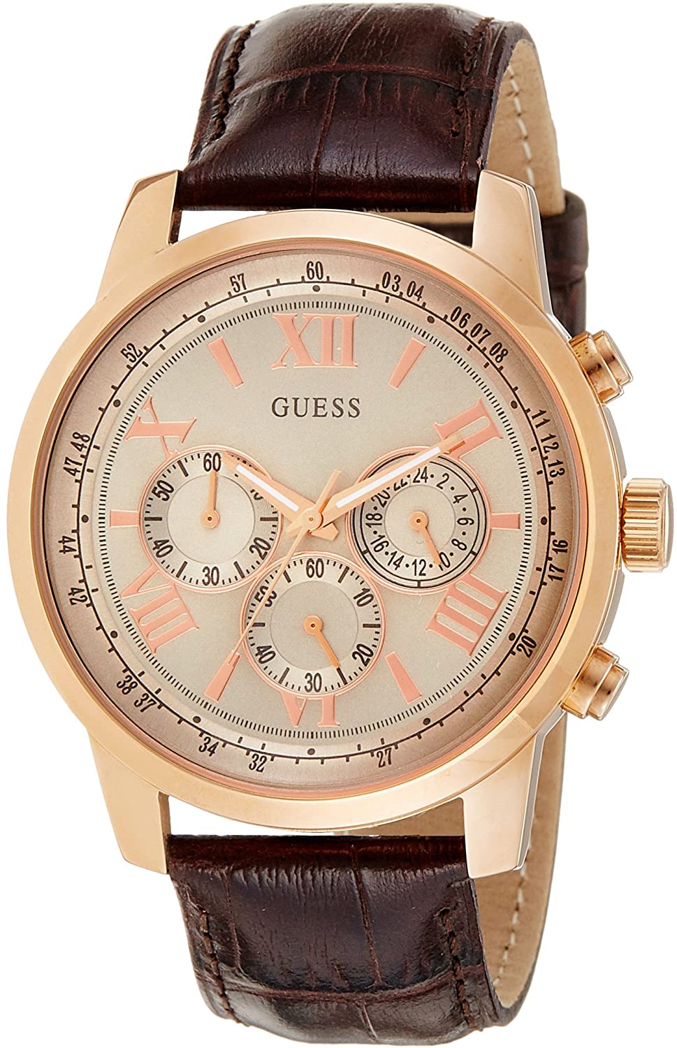 Guess Herren-Armbanduhr XL Chronograph Quarz Leder Horizon W0380G4