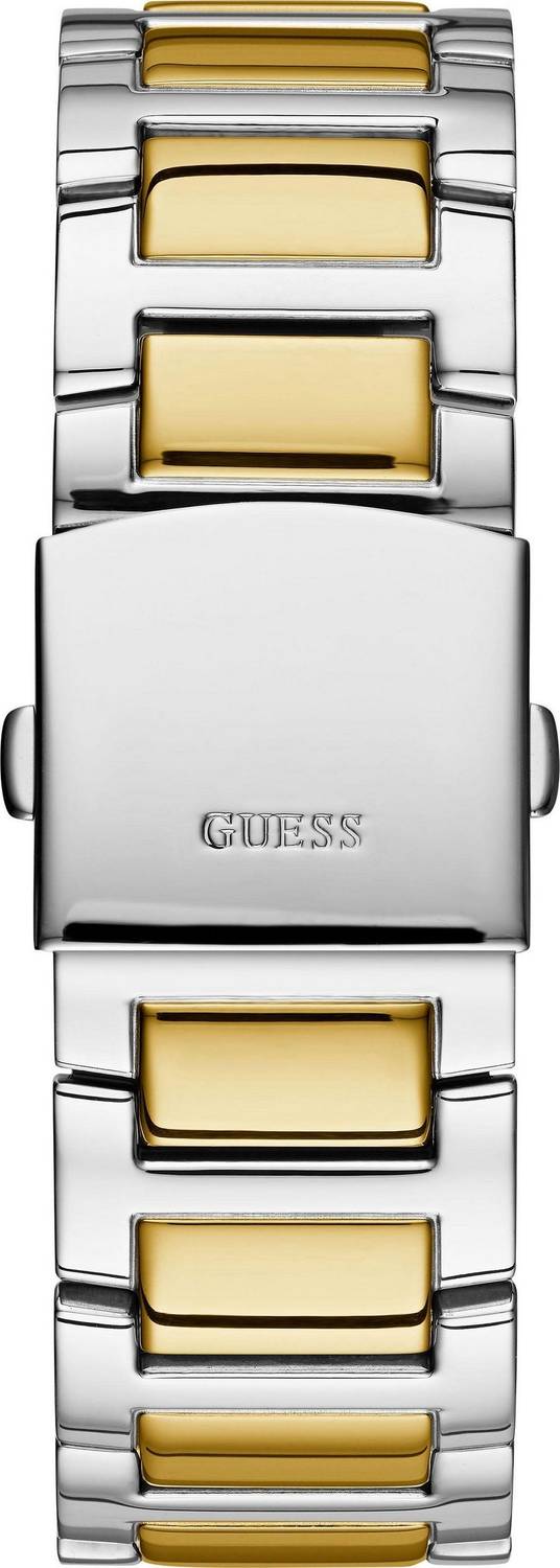 Guess Herren Armbanduhr silber/goldfarbend Zirkonia 48 mm Armband Edelstahl FRONTIER W0799G4