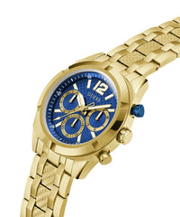 Thumbnail for Guess Herren Multifunkion Armbanduhr RESISTANCE gold, blau 44 mm GW0714G2