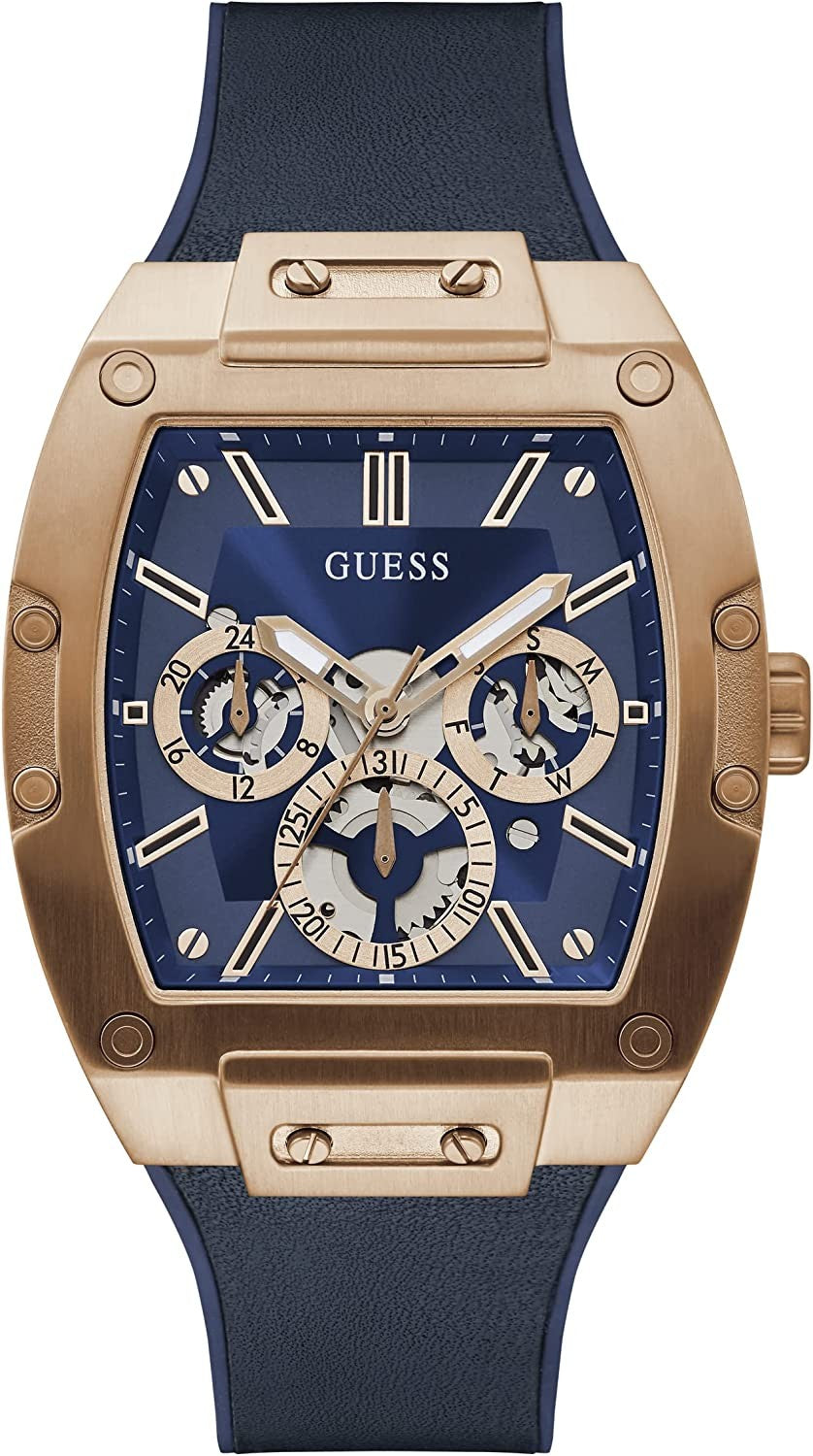 Guess Herren Uhr Edelstahl  Amband Leder/silikon blau GW0202G4