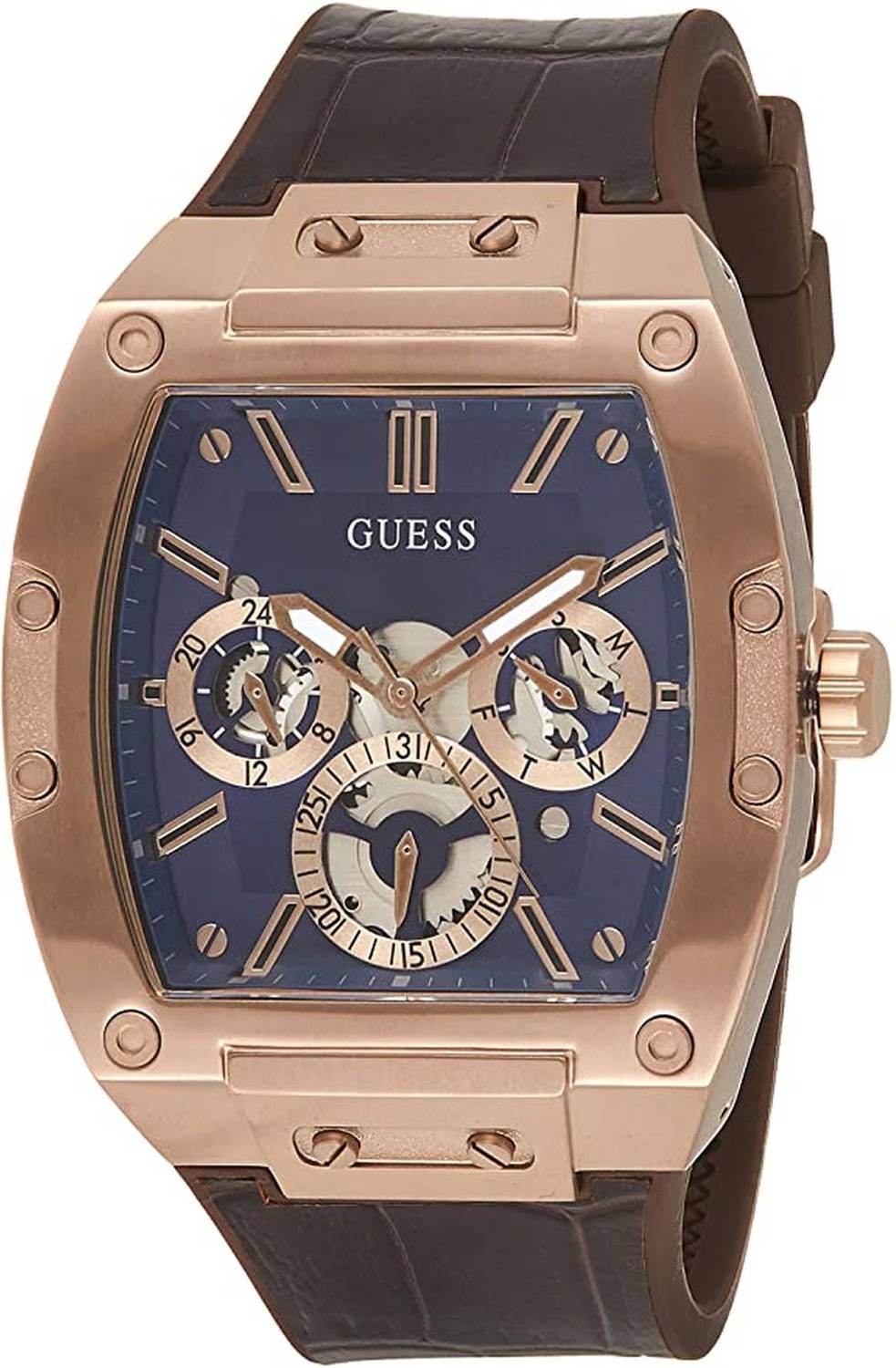 Guess Herren Uhr Edelstahl Farbe braun Amband Leder/silikon GW0202G2