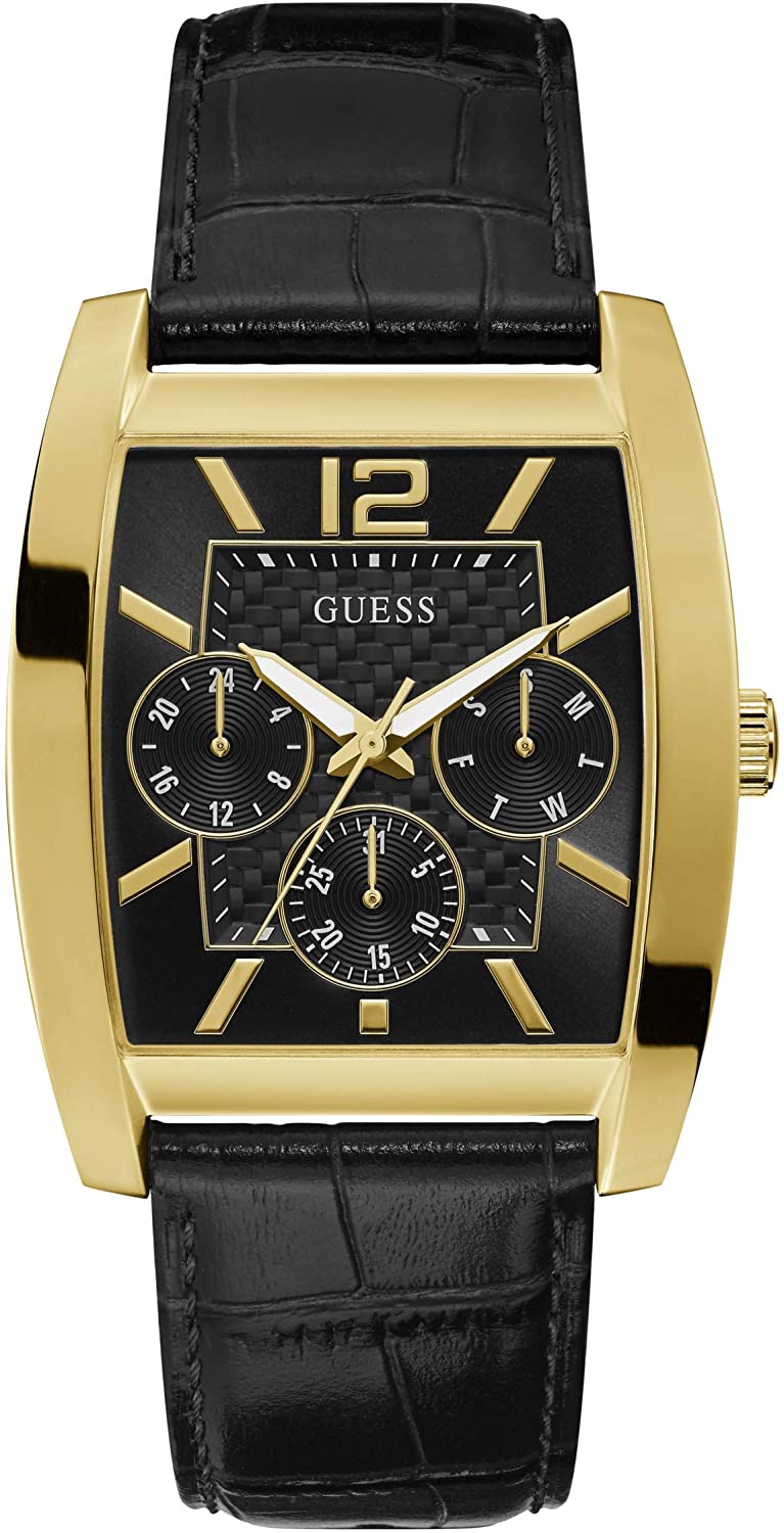 Guess Hudson Herren-Armbanduhr SOLITARE Armband Leder Schwarz GW0064G1