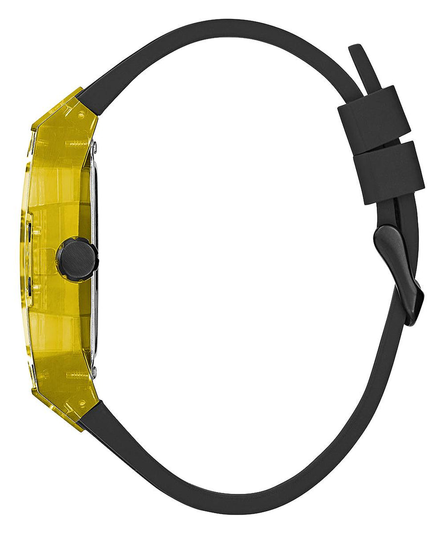 Guess Herren Armbanduhr schwarz gelb 44 mm GW0499G2