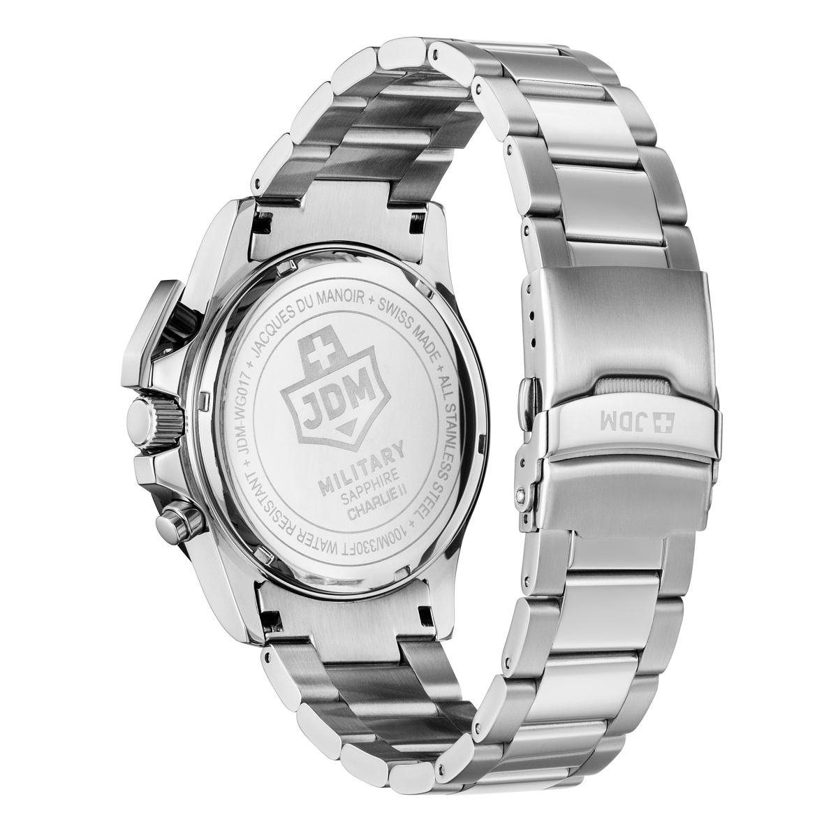 Jacques du Manoir Chronograph Armbanduhr Charlie II Swiss Made Geschenkset mit Stift JDM-WG017-04