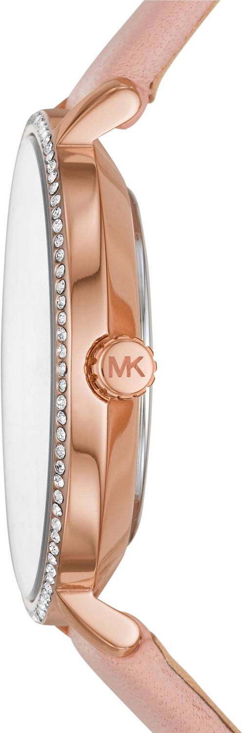 MICHAEL KORS Damen Armbanduhr Pyper 32 mm Strasssteine auf der Lünette Armband Leder MK2803