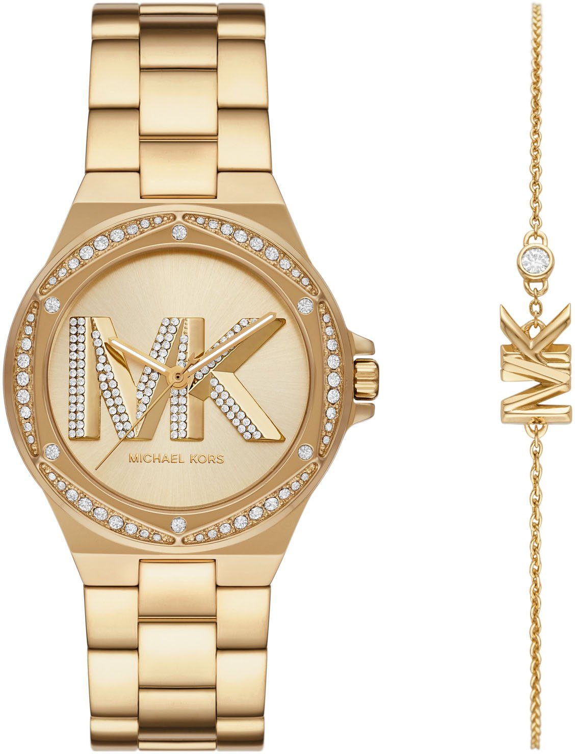 Michael Kors Damen Armbanduhr LENNOX Armband 37 mm gold MK1062Set