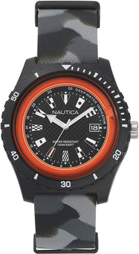 Thumbnail for Nautica Armbanduhr Blk Resin Case, Black Dial with flags, Depth Indicator Reflector Ring, Date Movement, White Camo Nat NAPSRF005