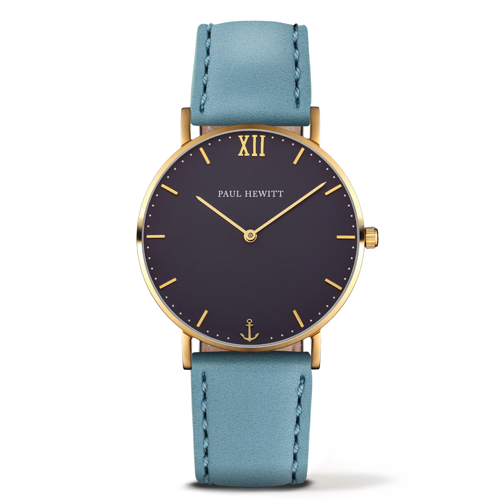 PAUL HEWITT Damen Armbanduhr Sailor Line Lederaramband Blue Lagoon PH-SA-G-St-B-23S-VOR