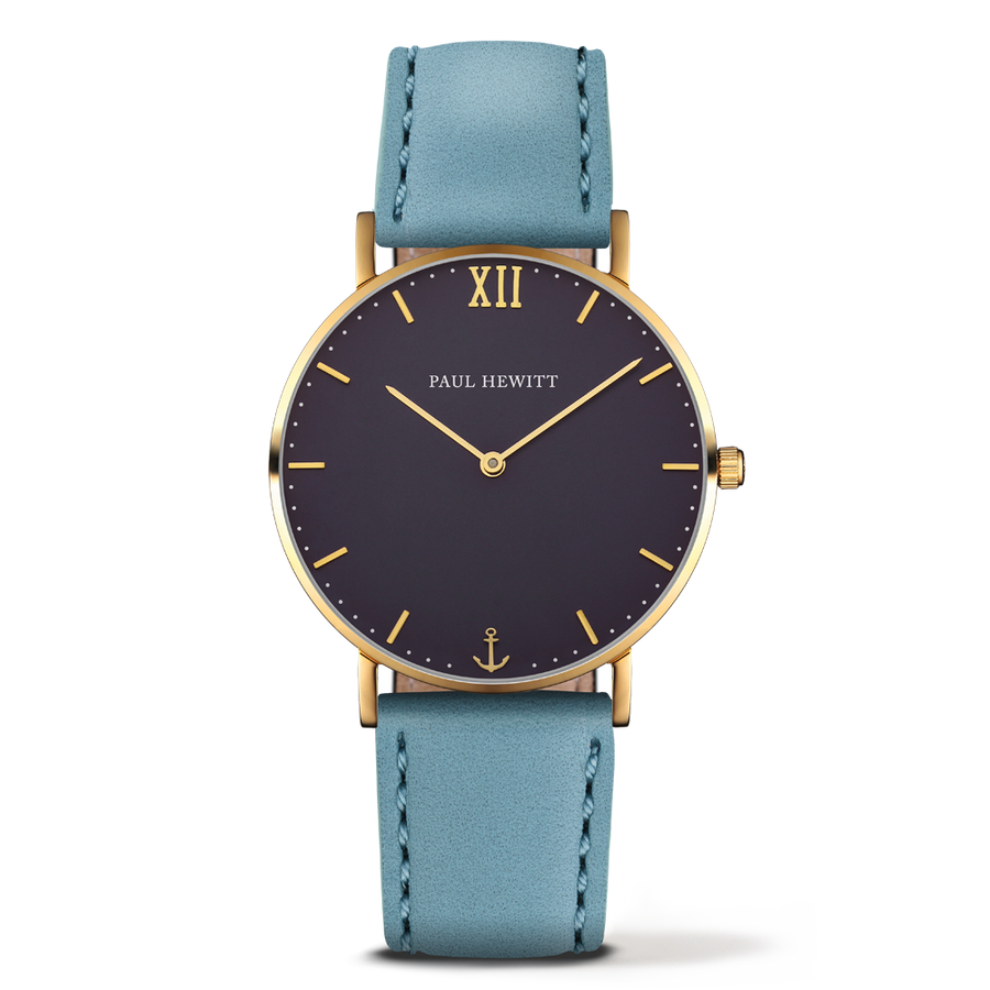PAUL HEWITT Damen Armbanduhr Sailor Line Lederaramband Blue Lagoon PH-SA-G-St-B-23S-VOR