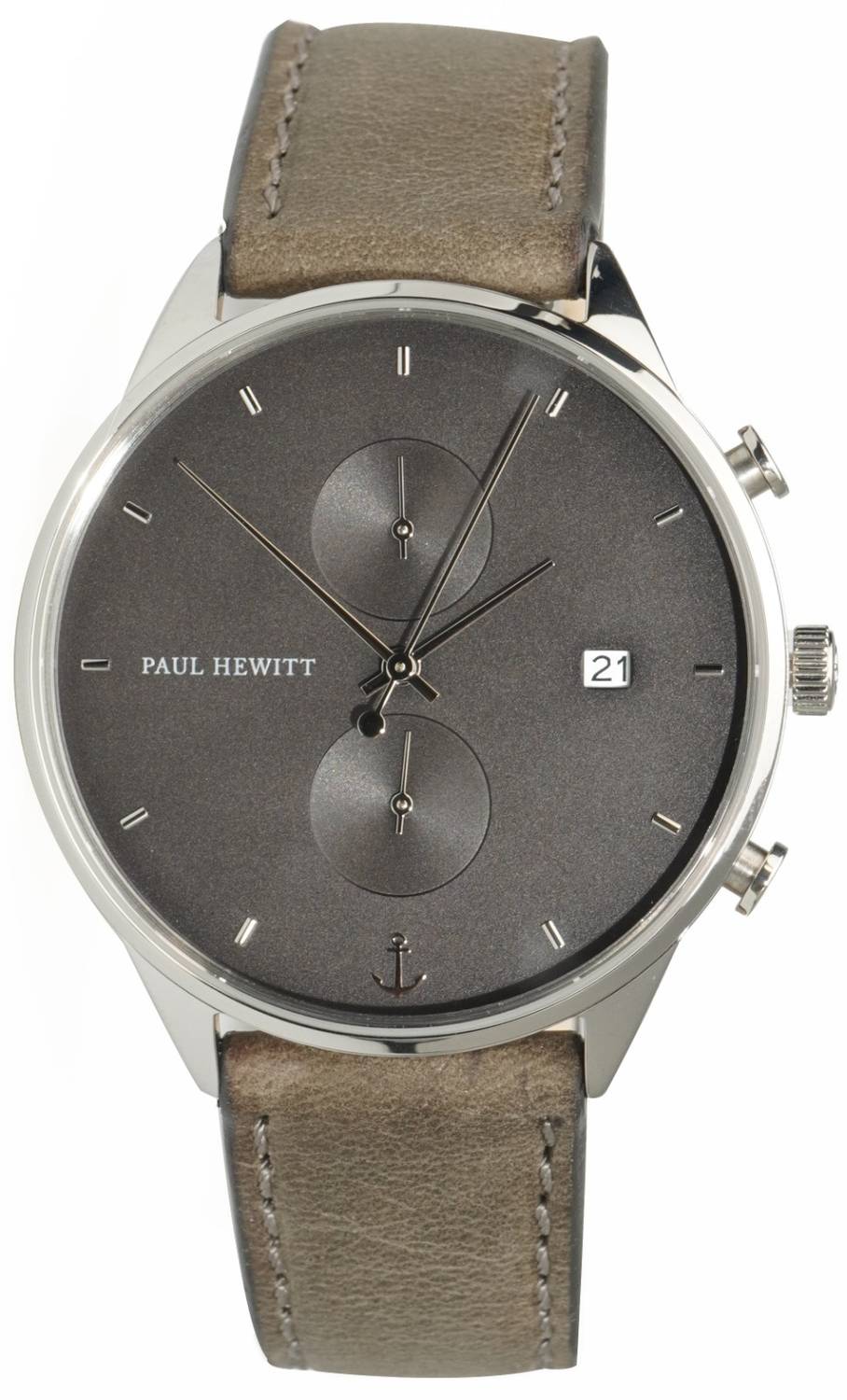 Paul Hewitt Damen Armbanduhr Chrono Line 42 mm Armband Leder PH-C-S-M-13M