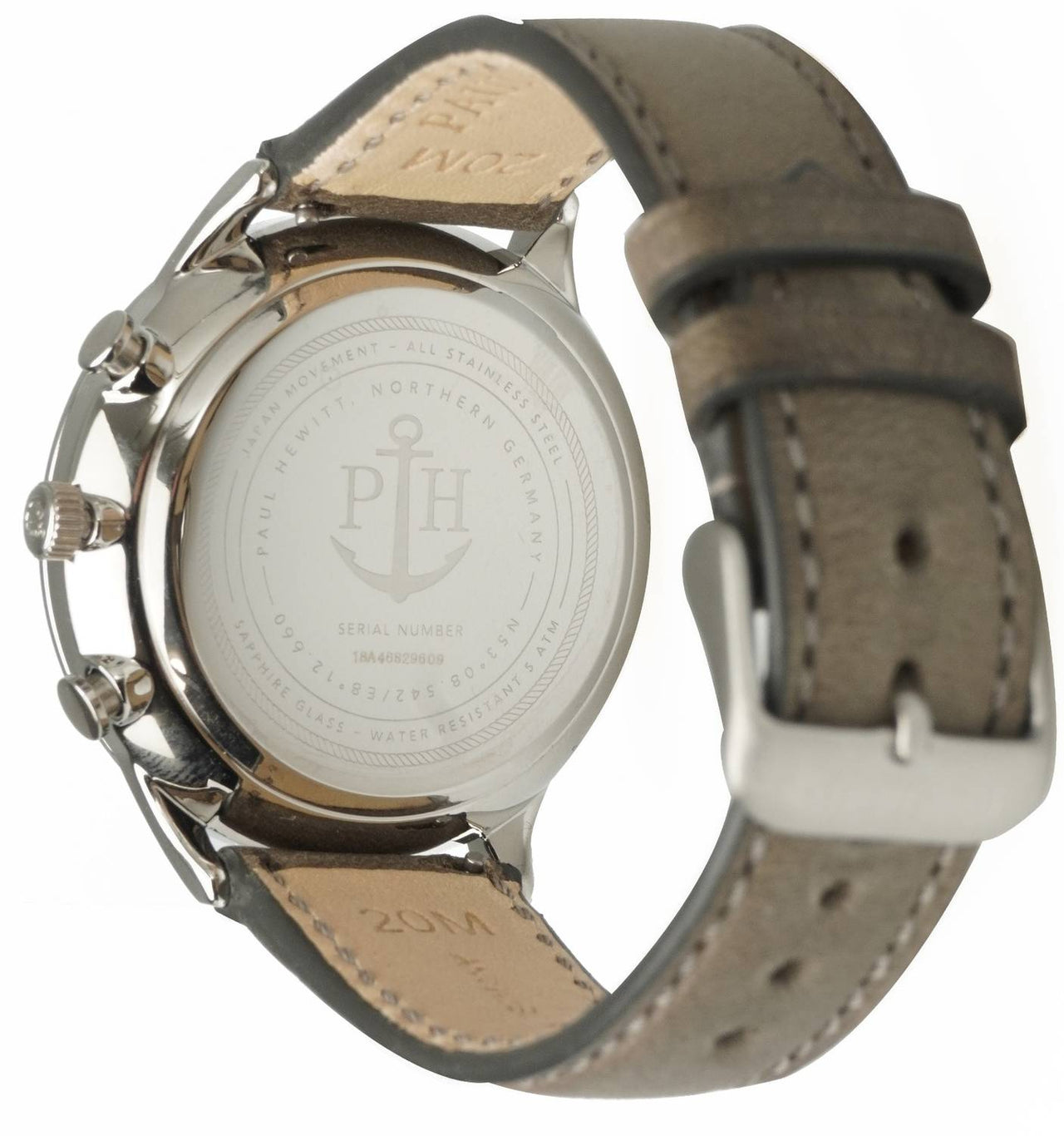 Paul Hewitt Damen Armbanduhr Chrono Line 42 mm Armband Leder PH-C-S-M-13M