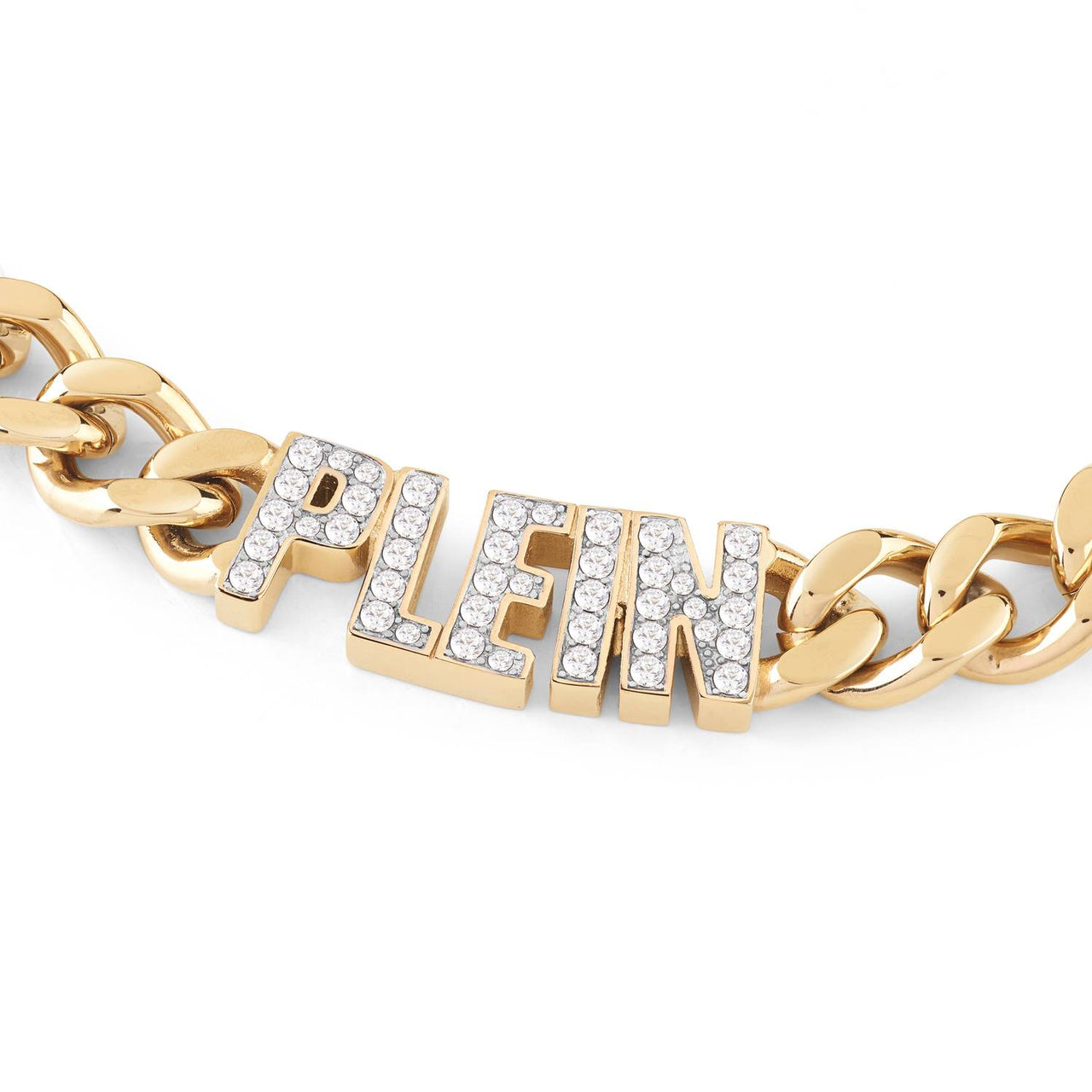 Philipp Plein Damen Kette Halskette Edelstahl IP Gold Lettering