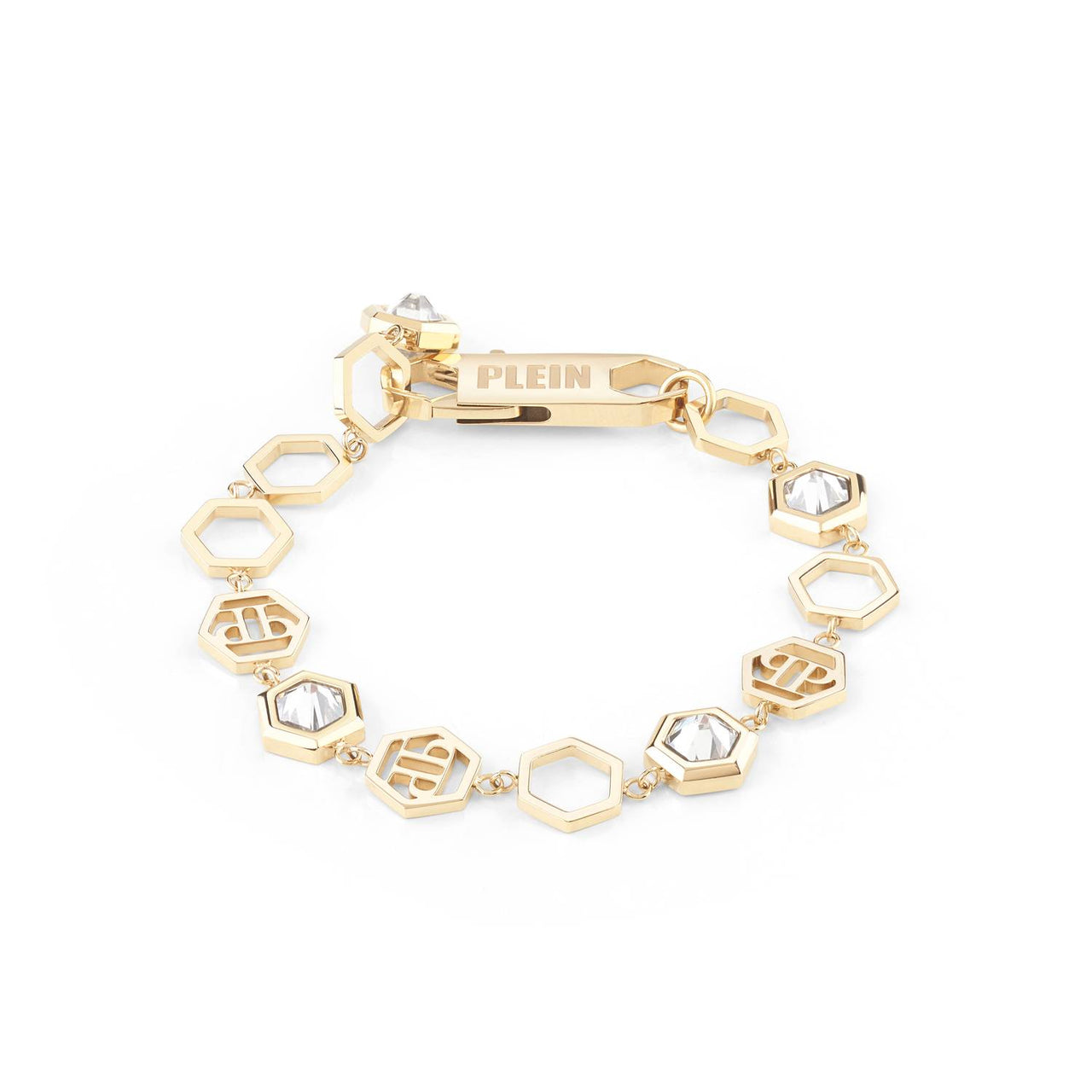 Philipp Plein Damen Armband Edelstahl IP Gold Hexagon