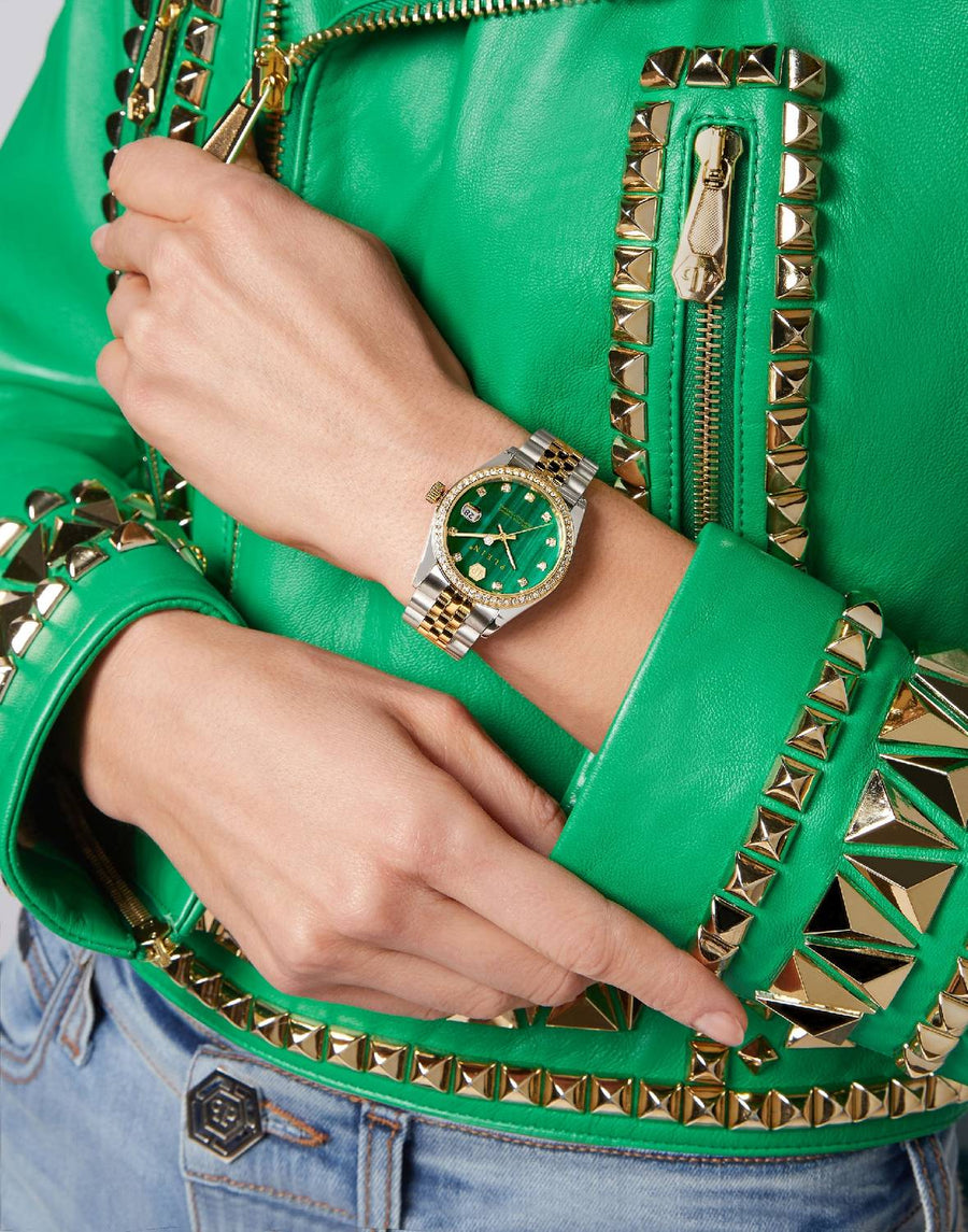 Philipp Plein Damenuhr Date Superlative Bicolor/grün