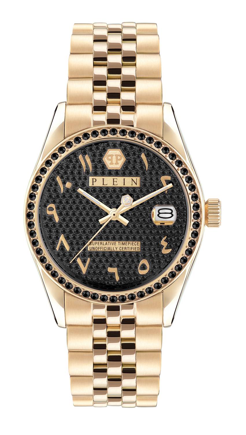 Philipp Plein Damenuhr Date Superlative Crystal Gold