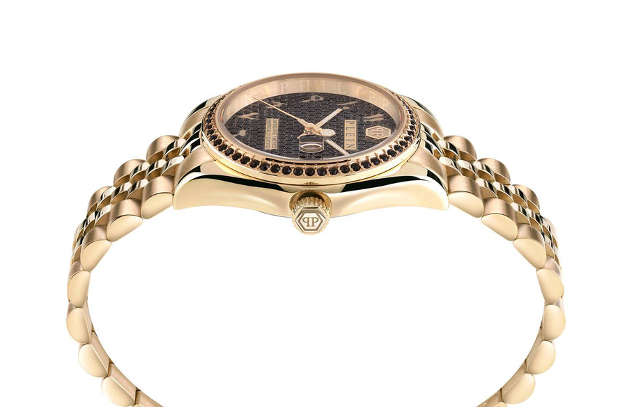 Philipp Plein Damenuhr Date Superlative Crystal Gold
