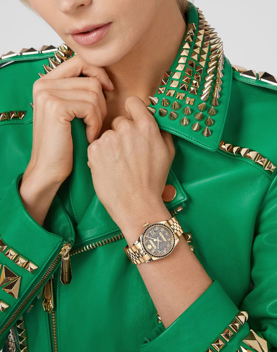 Philipp Plein Damenuhr Date Superlative Crystal Gold