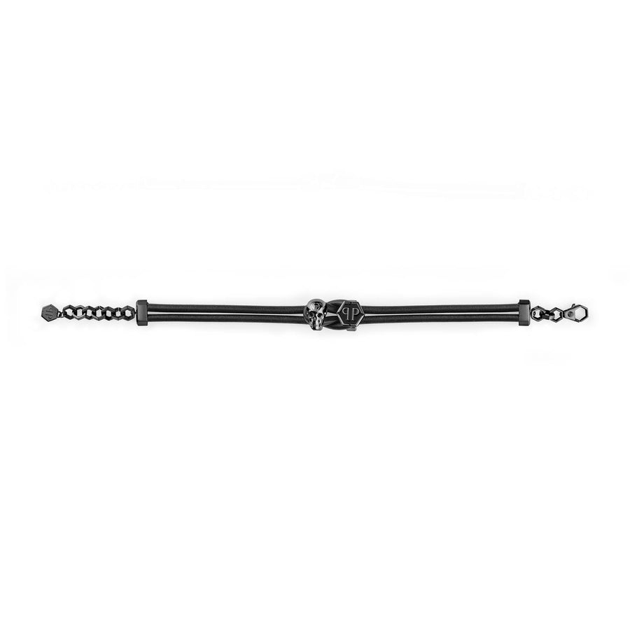 Philipp Plein Herren Armband Leder Edelstahl 3D Skull