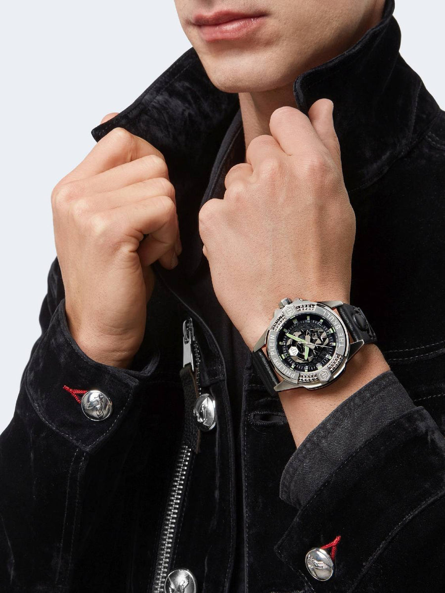 Philipp Plein Herrenuhr The $kull Titan Silber