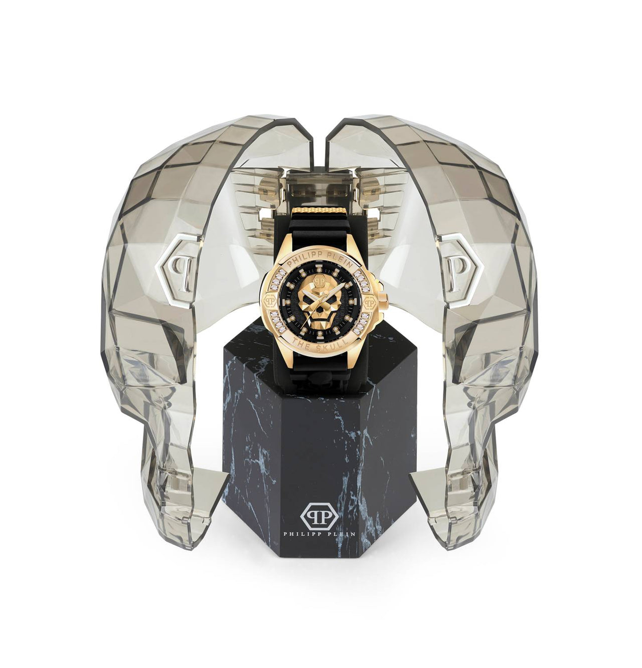 Philipp Plein Unisex Uhr The $kull Genderless Crystal Titan Gold