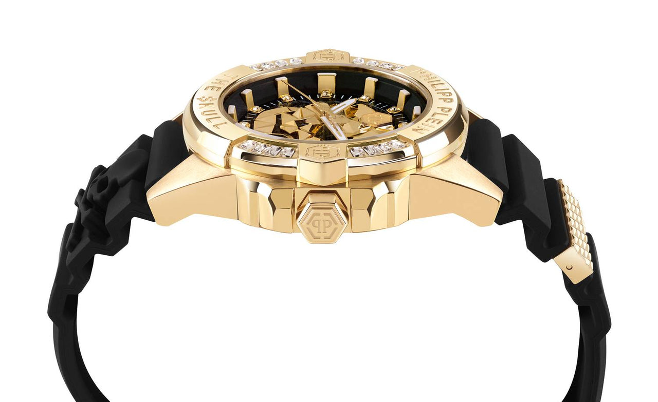 Philipp Plein Unisex Uhr The $kull Genderless Crystal Titan Gold