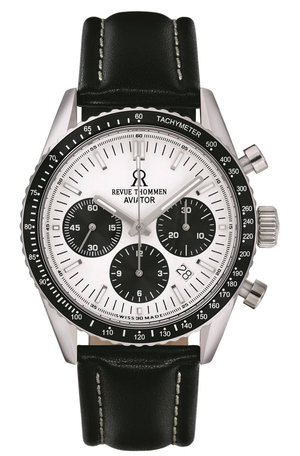 Revue Thommen Herren Armbanduhr Automatic  Aviator 42 mm Chronograph, Tachymeter Armband Leather 17000.6532