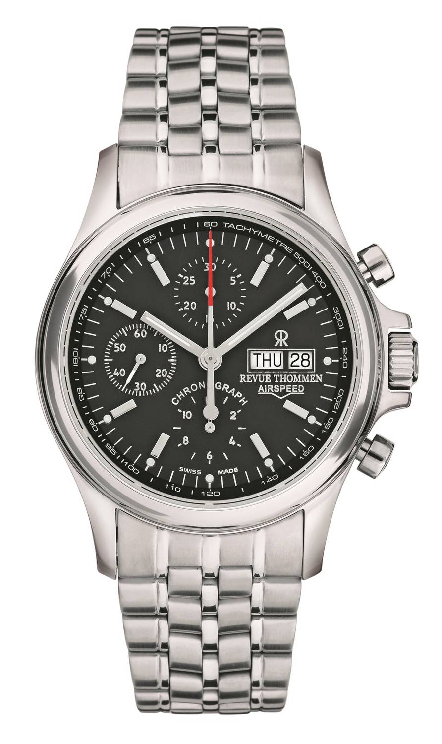 Revue Thommen Herren Armbanduhr Automatic Airspeed Heritage Chronograph 43 mm Armband Edelstahl 17081.6134