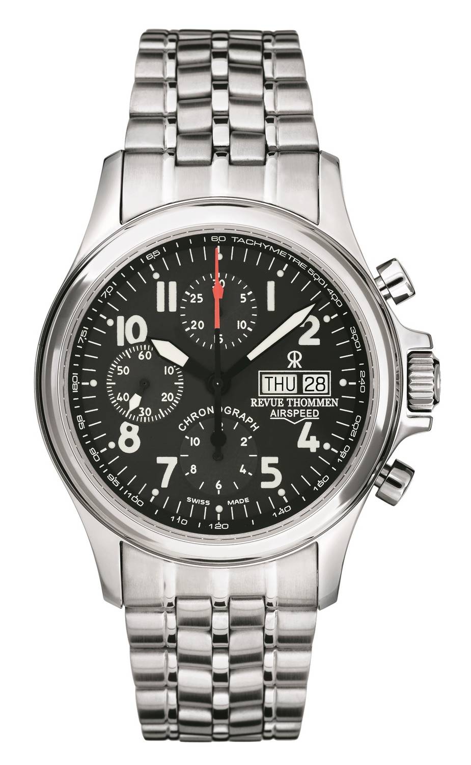 Revue Thommen Herren Armbanduhr Automatic Airspeed Heritage Chronograph 43 mm Armband Edelstahl 17081.6137