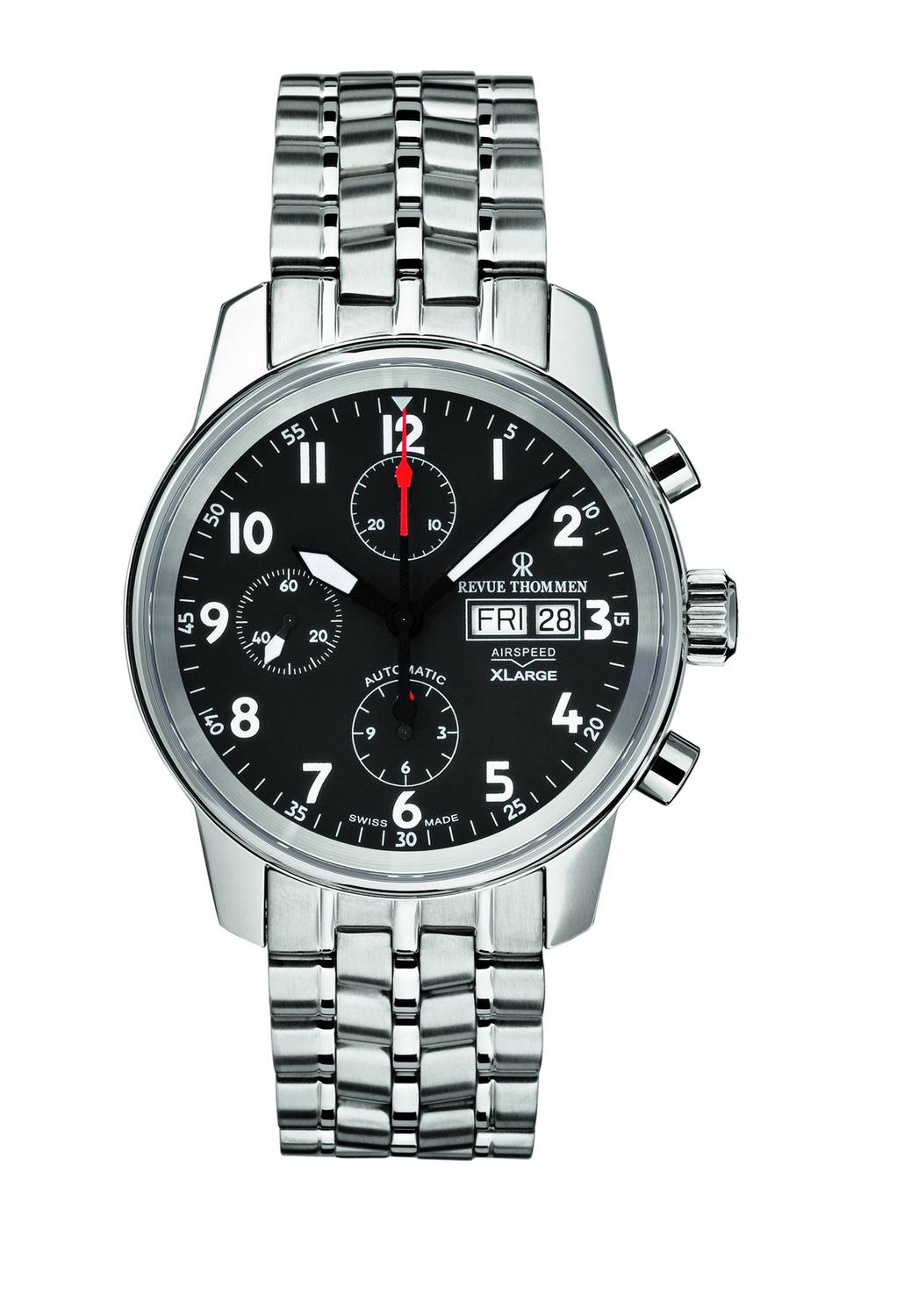 Revue Thommen Herren Armbanduhr Automatic Airspeed Xlarge 40 mm Day & date Window Armband Edelstahl 16051.6137