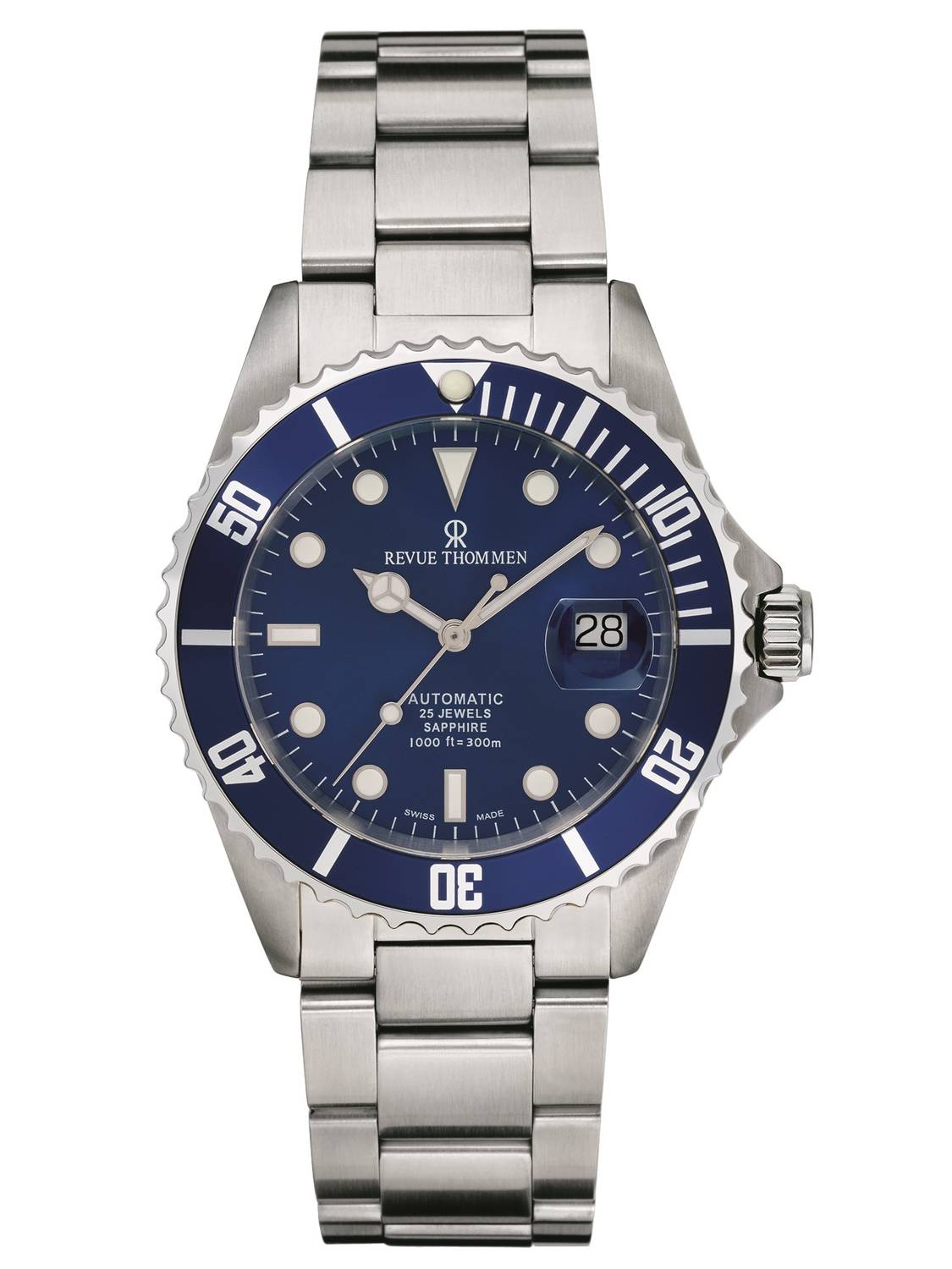 Revue Thommen Herren Armbanduhr Automatik Diver Ø 42 mm Edelstahl, Lünette Blau 17571.2128