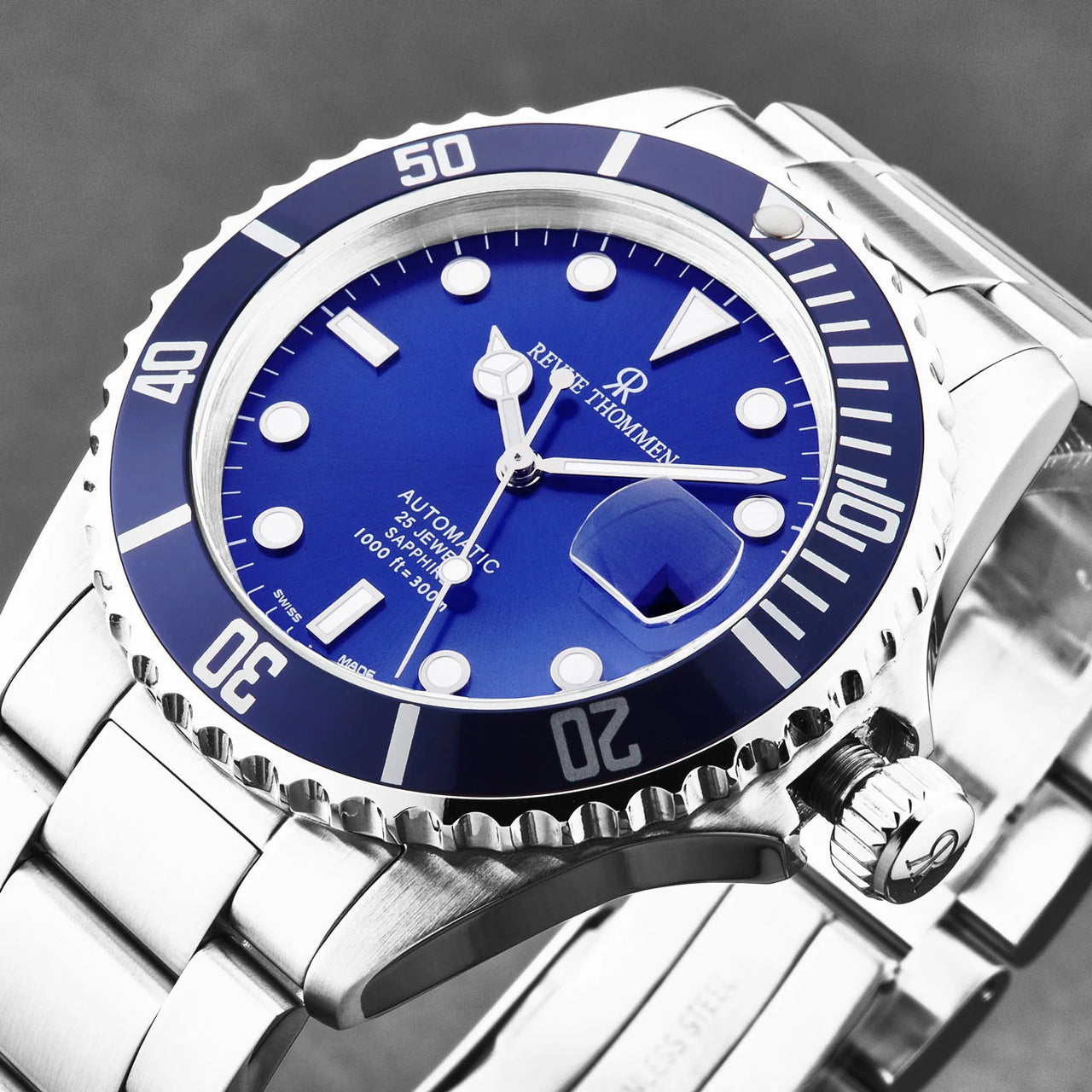 Revue Thommen Herren Armbanduhr Automatik Diver Ø 42 mm Edelstahl, Lünette Blau 17571.2128