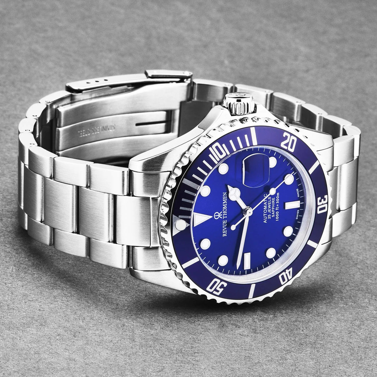 Revue Thommen Herren Armbanduhr Automatik Diver Ø 42 mm Edelstahl, Lünette Blau 17571.2128