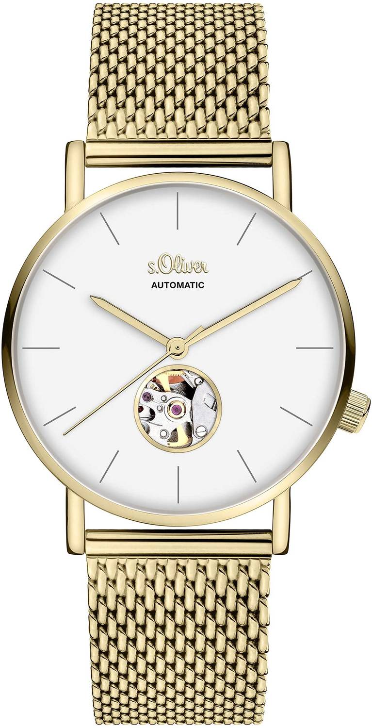 S.Oliver Damen Armbanduhr Automatik goldfarbend SO-3946-MA