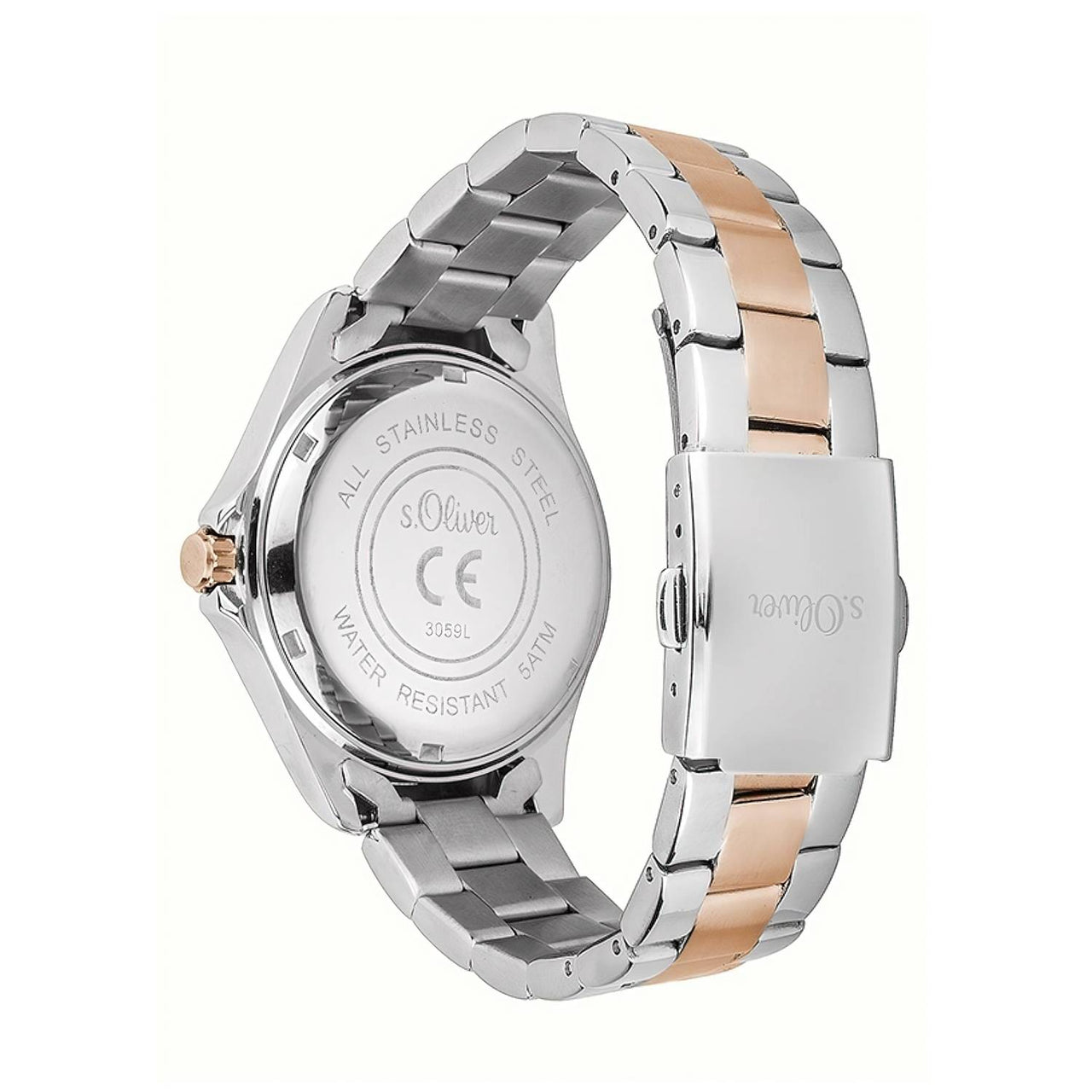 S.Oliver Damen Armbanduhr 32 mm Armband Edelstahl Gold-weiß SO-3059-MQ