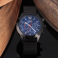 Thumbnail for SECTOR Herren Armbanduhr 670 45MM MULT BLUE DIAL MESH BR BLACK R3253540008