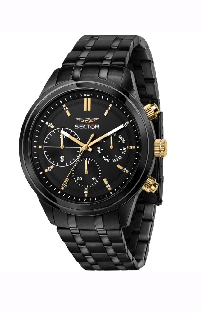 SECTOR Herren Armbanduhr Chronograph 670 45MM MULT BLACK DIAL BR BLACK