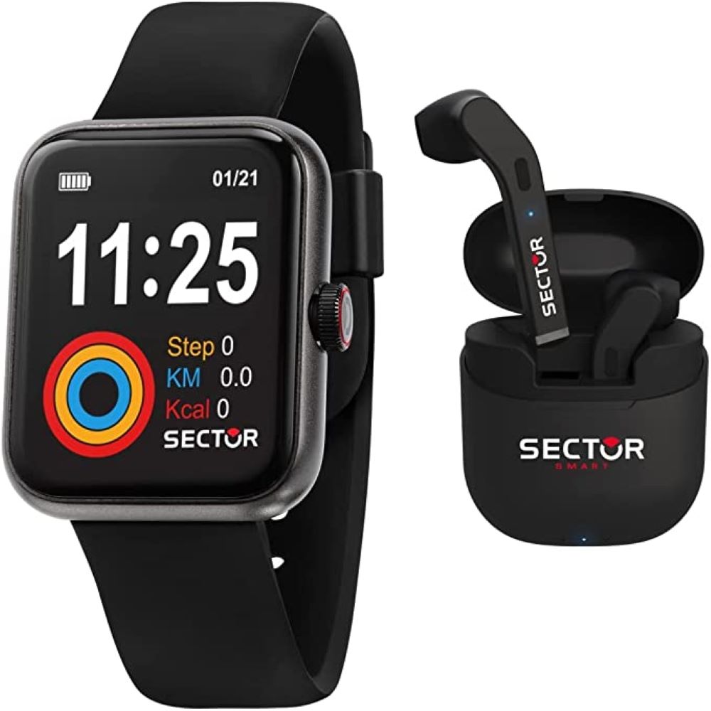 SECTOR S-03  Smartwatch 43.5*36.5 DIGITAL BLK SIL S+EARPHONE R3251282004