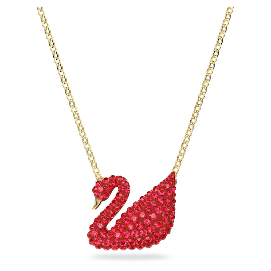 Swarovski Damen Halskette Iconic Swan Anhänger Schwan, Rot, Gold 5465400