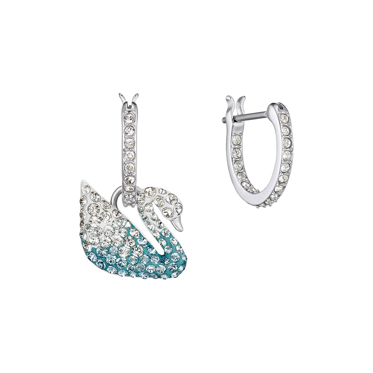 SWAROVSKI Damen Ohrringe Ohrhänger ICONIC SWAN Blau, Rhodiniert 5512577