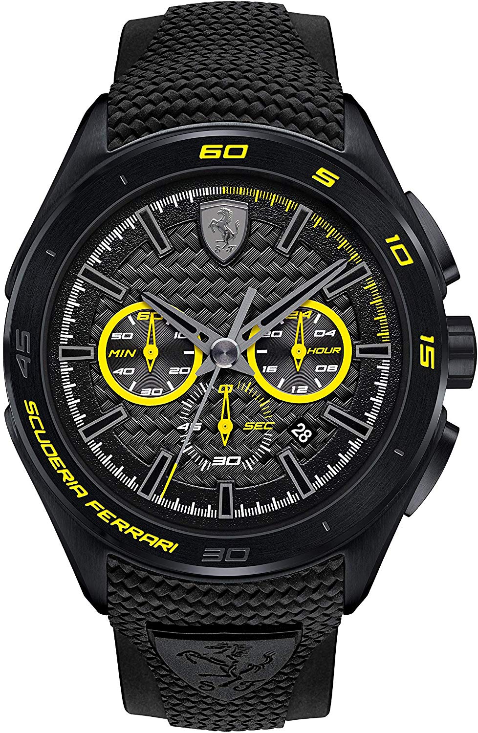 Ferrari Gran Premio Herrenuhr Schwarzes Armband Schwarzes Stahlgehäuse 46mm 830345