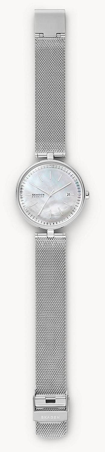 Skagen Damen Armbanduhr Karolina Solarbetriebene silberfarben Steel Mesh 36 mm SKW2979