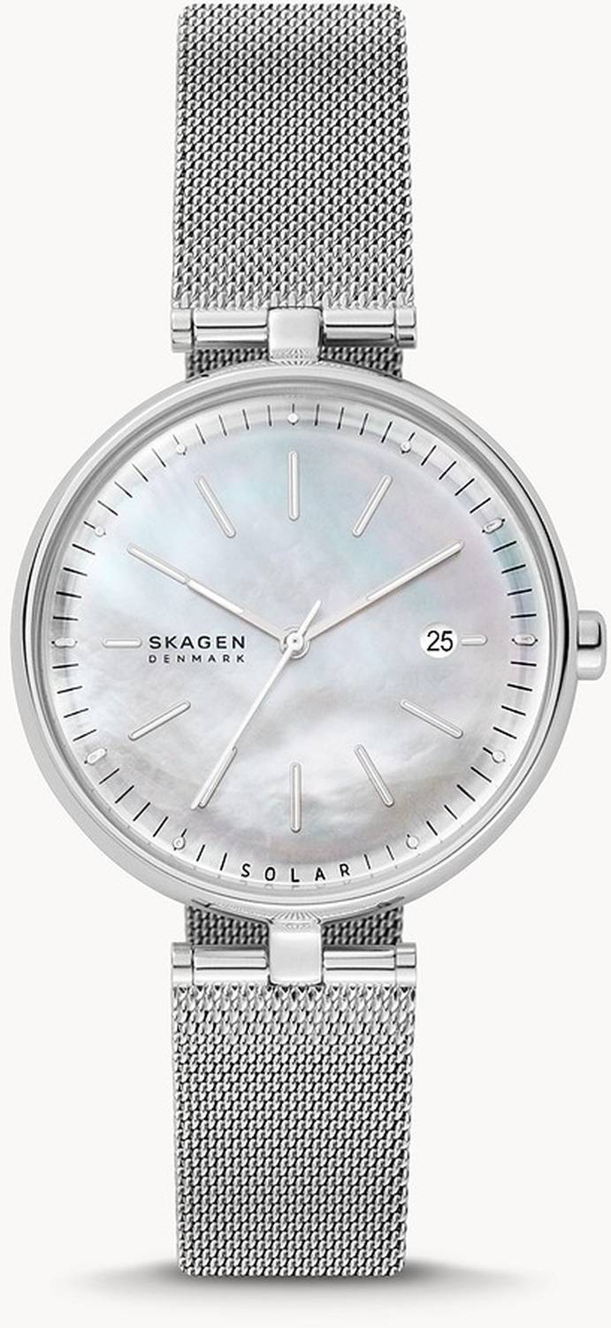 Skagen Damen Armbanduhr Karolina Solarbetriebene silberfarben Steel Mesh 36 mm SKW2979