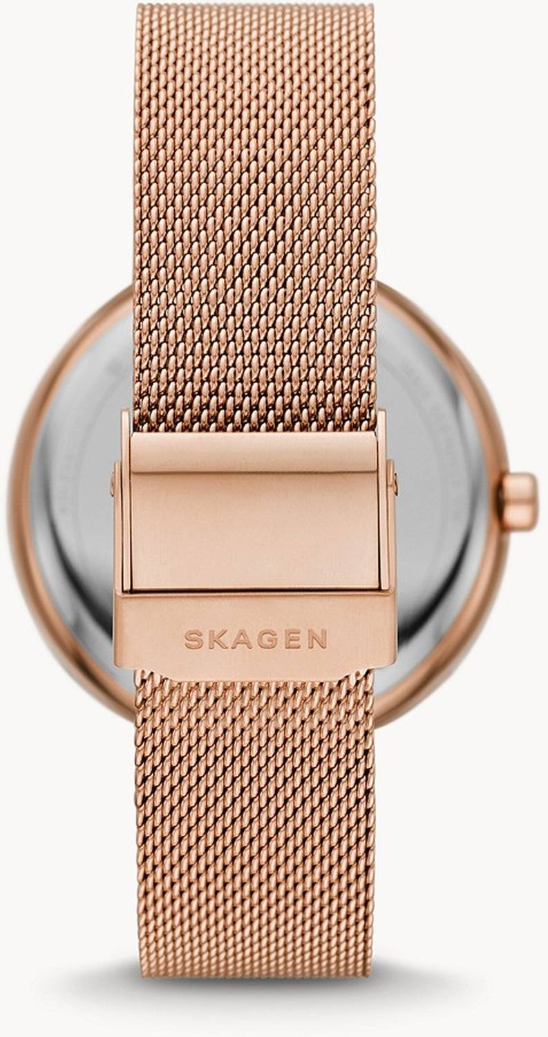 Skagen Damen Armbanduhr Karolina Solarbetriebene Rose-Tone Steel Mesh 36 mm SKW2980