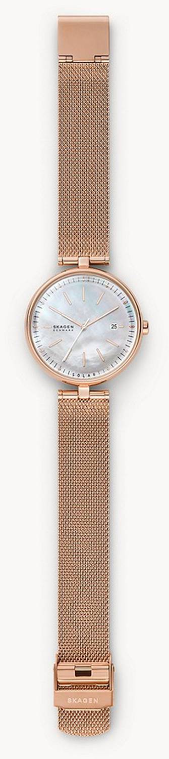 Skagen Damen Armbanduhr Karolina Solarbetriebene Rose-Tone Steel Mesh 36 mm SKW2980