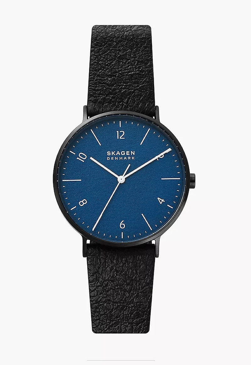 Skagen Herren Armbanduhr Uhr Aaren Naturals 3-Zeiger-Werk Band mit Maulbeerbaumrinde schwarz SKW6727