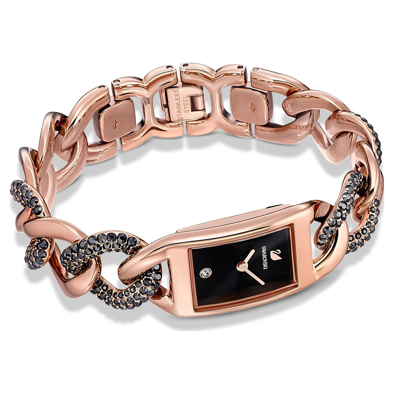 Swarovski Armbanduhr Cocktail Metallarmband Schwarz Rosegold Legierungsschicht 5519324