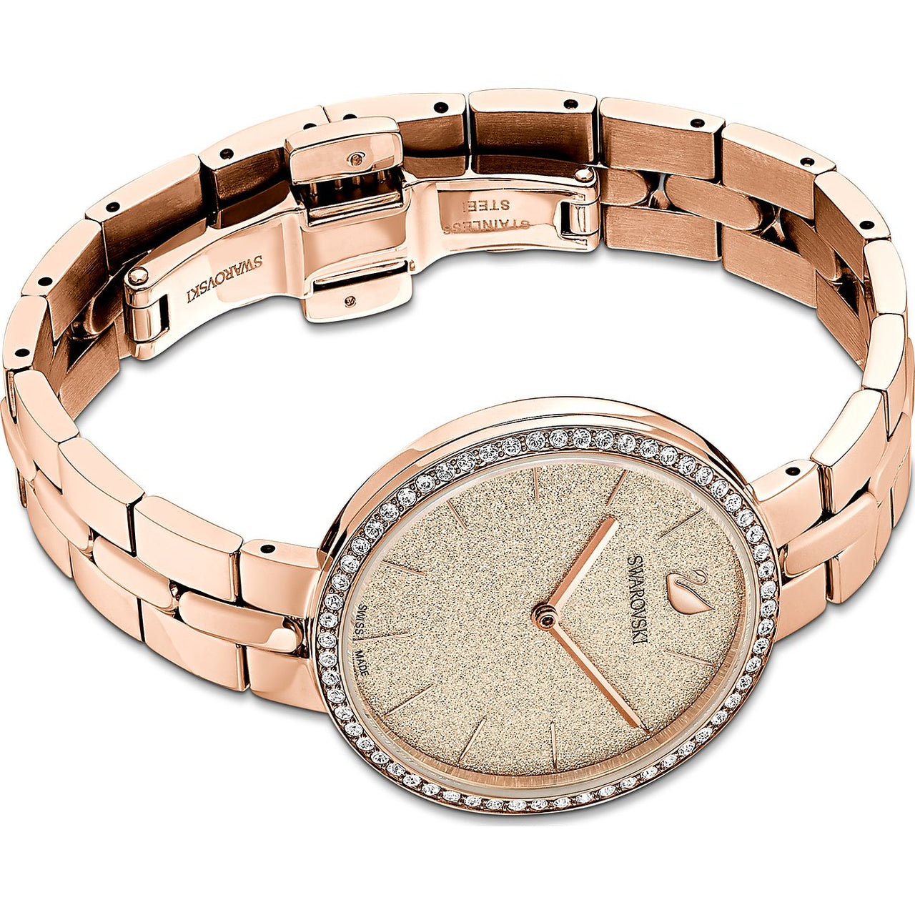 Swarovski Cosmopolitan Uhr - Schweizer Eleganz in Rosa mit Roségoldfarbenem Metallarmband,  5517800